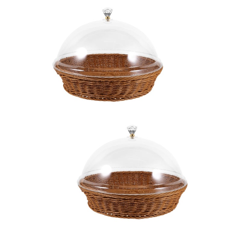 2pcs Bread Basket with Lid Tabletop Food Serving Basket Vegetable Basket Dessert Holder - Image 1