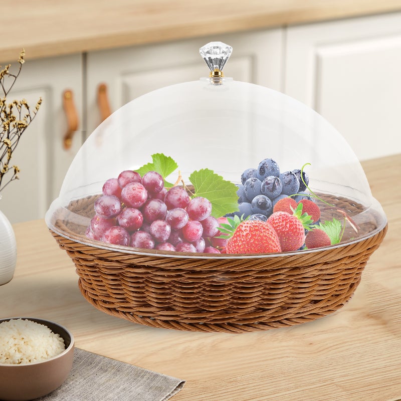 2pcs Bread Basket with Lid Tabletop Food Serving Basket Vegetable Basket Dessert Holder - Image 2