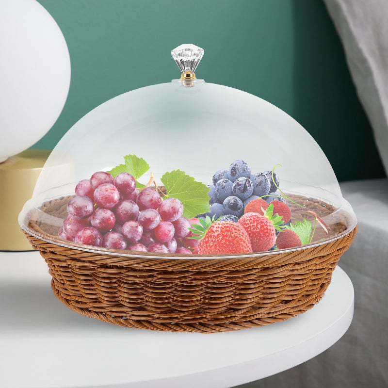 2pcs Bread Basket with Lid Tabletop Food Serving Basket Vegetable Basket Dessert Holder - Image 3