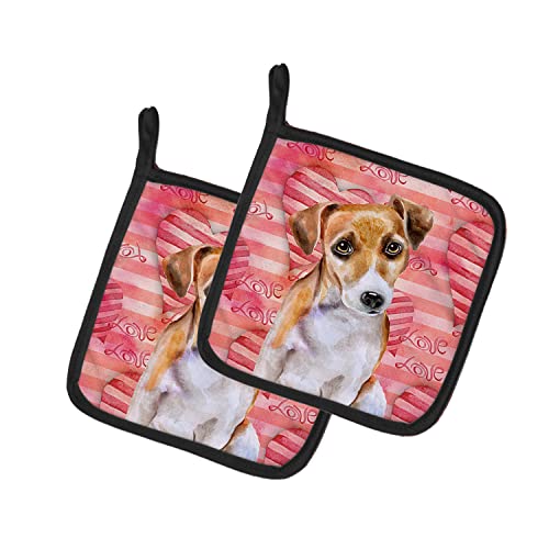 Caroline's Treasures BB9800PTHD Jack Russell Terrier #2 Love Pair of Pot Holders, Red Kitchen Heat Resistant Pot Holders Sets Oven Hot Pads for Cooking Baking BBQ, 7 1/2 x 7 1/2 - Image 4