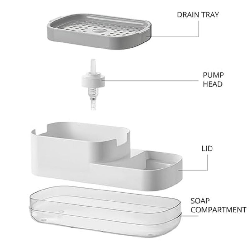 COFIEX 3 in 1 Soap Dispenser with Sponge Holder Liquid Dispenser Pump for Bathroom Kitchen Sink Accessories Durable Rust Proof Dishwasher Liquid Holder Small Smooth Body - Image 5