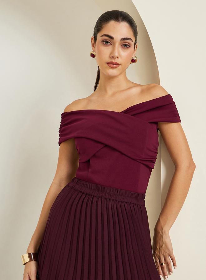 ستايلي بلوزة محبوكة بأكتاف مكشوفة - Image 5