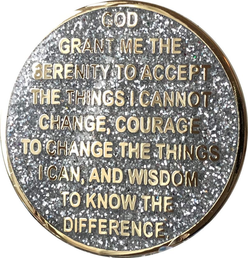 RecoveryChip 1 Month AA Medallion Reflex Silver Glitter And Gold Plated 30 Day Chip - Image 2