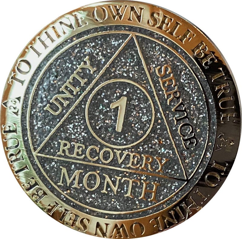 RecoveryChip 1 Month AA Medallion Reflex Silver Glitter And Gold Plated 30 Day Chip - Image 5