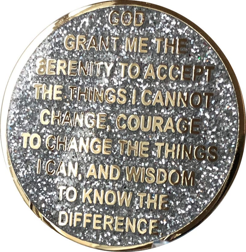 RecoveryChip 1 Month AA Medallion Reflex Silver Glitter And Gold Plated 30 Day Chip - Image 4