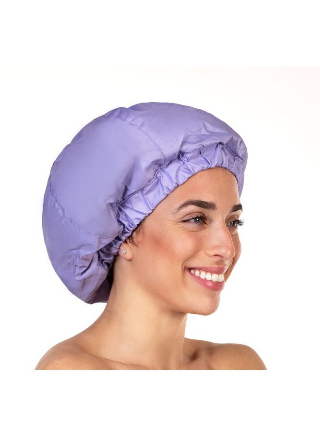 Hersome Premium Shower Cap For Women - 1000+ Showers, 100% Waterproof, Double-Sided, Large Shower Cap For Long Hair & Great For Curls (Anti-Frizz Terry Cloth Lining) (Lilac) - Image 1