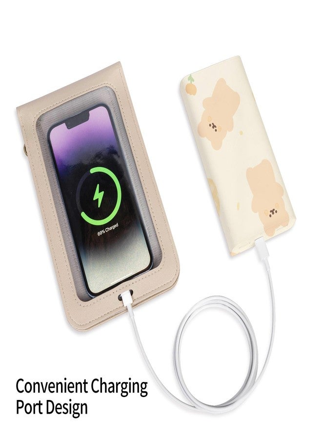 Toptime Small Crossbody Bags for Women, Cell Phone Purse Leather Wallet with Adjustable Strap, Clear Touch Screen Phone Bag for Most Smartphones, Lightweight Mini Women's Crossbody Handbags Beige - Image 4