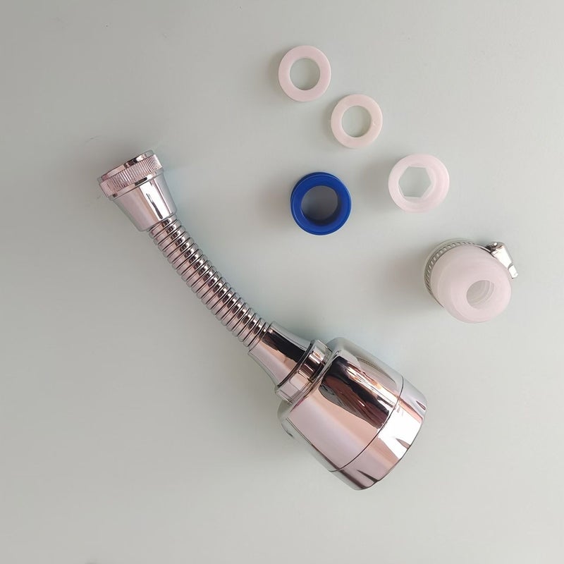 6 قطع صنبور توفير المياه الدوار مع مرشح الهواء فوهة قابلة للتعديل دوران 360 درجة - Image 1