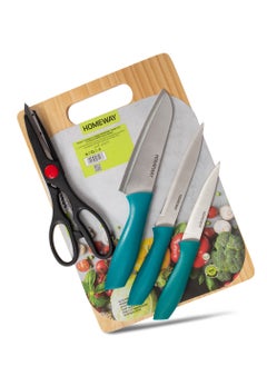 Homeway Homeway 5pcs Stainless Steel Knife Set with Cutting Board – Durable and Complete Kitchen Set  - Image 1