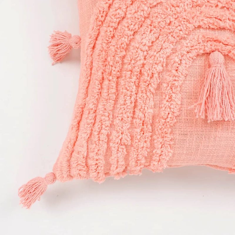 pepme pepme Tufted Cushion Cover Rainbow Shape Tassles Pink 16x16  - Image 4