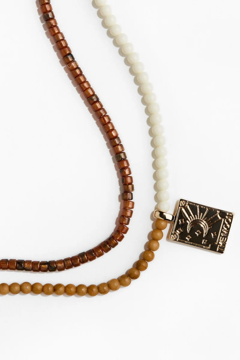 اتش اند ام قلادة مزينة بحبات الخرز- عبوة من قطعتين