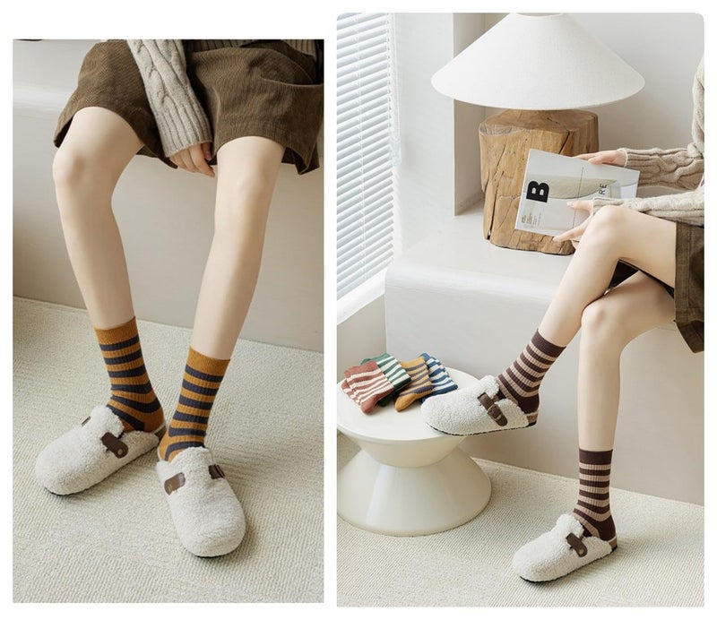 FORJMMP 5/10 Pairs Retro Style Colorful Striped Socks, Cute Athletic Crew socks for Women (5 Pairs-Set A) - Image 5