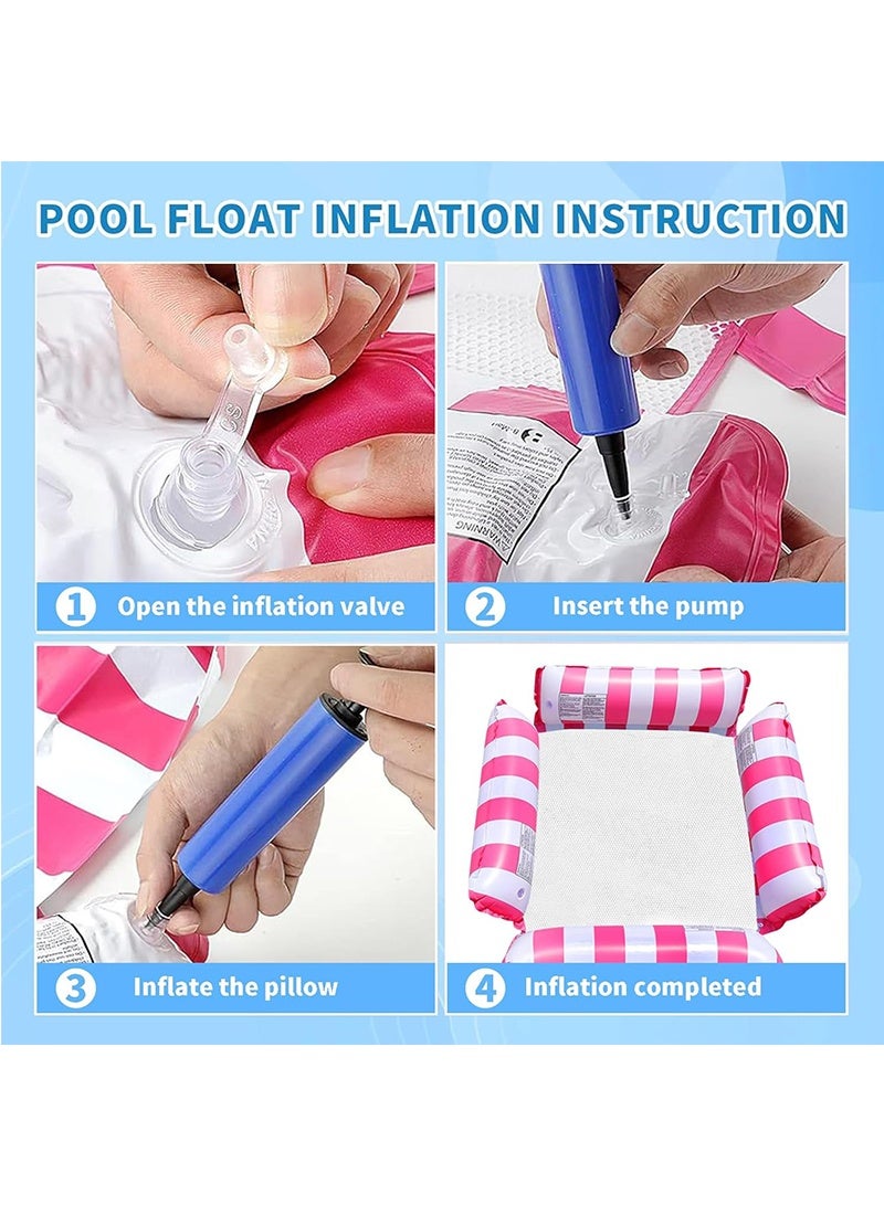 Topyich 4-in-1 Pool Floats Bed, 2 Pack Inflatable Water Hammock with Air Pumps, Foldable Floating Lounge Chair for Adults, Blue & Pink Pool Floats - Image 2