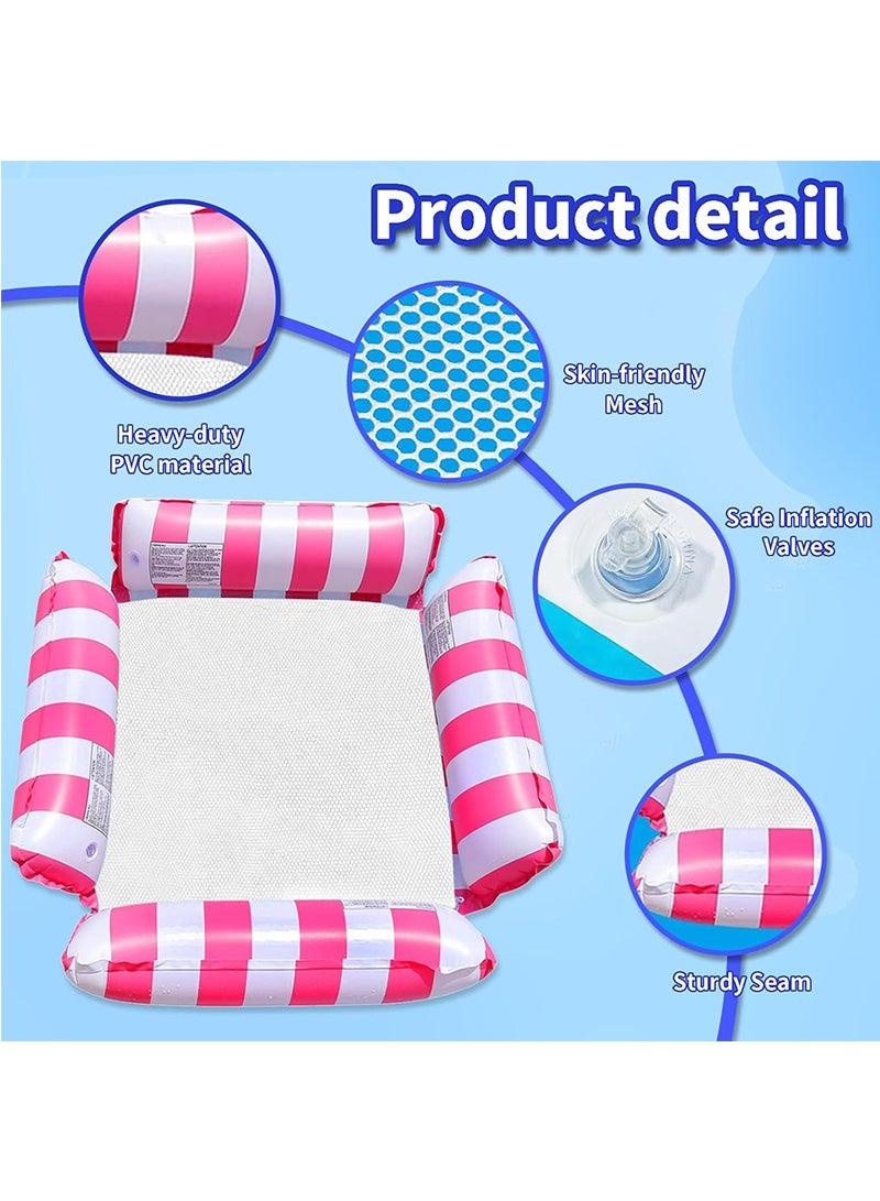 Topyich 4-in-1 Pool Floats Bed, 2 Pack Inflatable Water Hammock with Air Pumps, Foldable Floating Lounge Chair for Adults, Blue & Pink Pool Floats - Image 3