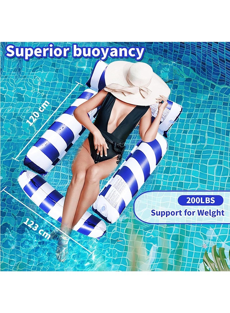 Topyich 4-in-1 Pool Floats Bed, 2 Pack Inflatable Water Hammock with Air Pumps, Foldable Floating Lounge Chair for Adults, Blue & Pink Pool Floats - Image 5