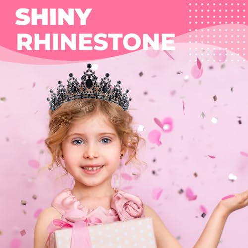 Papoopy Birthday Tiara Crown with Sash for Women, Headband Hair Accessories for Wedding Party Costume Black - Image 4
