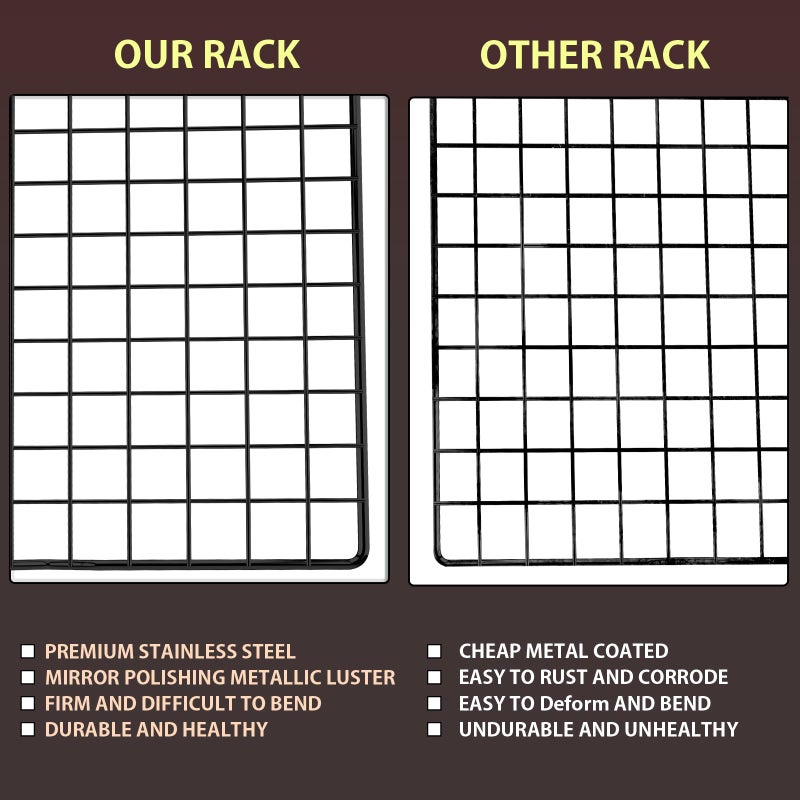 Briout Cooling Rack for Baking, 2-Pack 16x10 Inches Baking Rack, Thick Wire Cookie Rack for Cooking, Roasting, Grilling, Drying, Oven Safe, Fits Half Sheet Pan, Black - Image 4