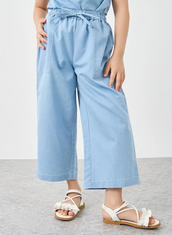 Styli Styli Ruffled Edge Denim Top and Pants Set