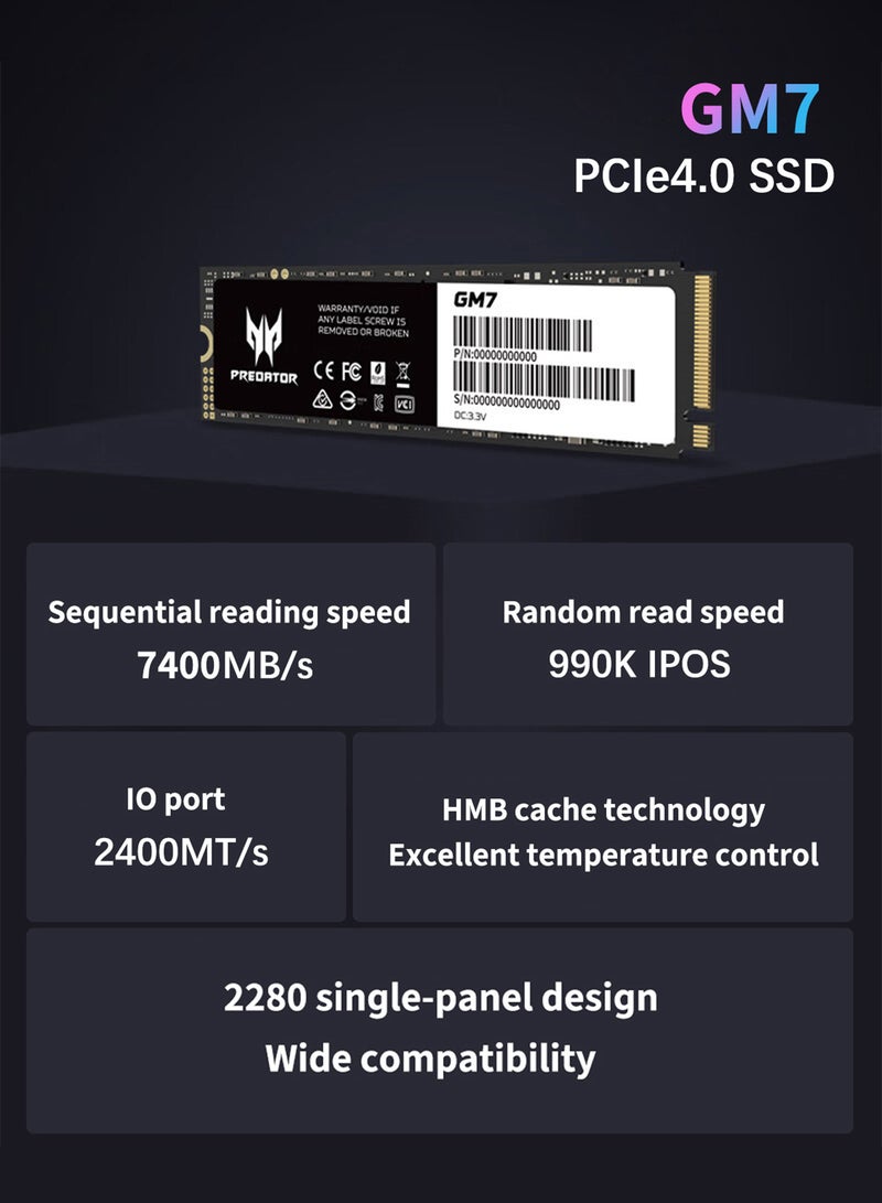 Predator 4TB 7400MB/s SSD PCIe NVMe Gen4 M.2 2280, Internal Solid State Drives, Compatible with PS5, Desktop computer, Laptop, Including Heatsink, Disassembly Tools and Installation Instructions - Image 4