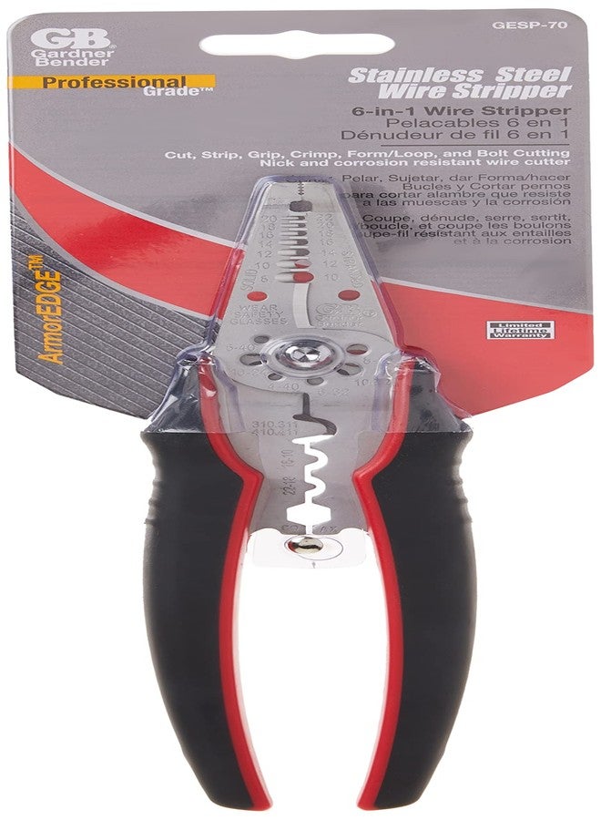 غاردنر بيندر أداة تجريد/تجعيد/قطع الأسلاك الاحترافية 3 في 1 من Gardner Bender GESP-70، من الفولاذ المقاوم للصدأ، مقاس 22-10 AWG، لون أسود - Image 5