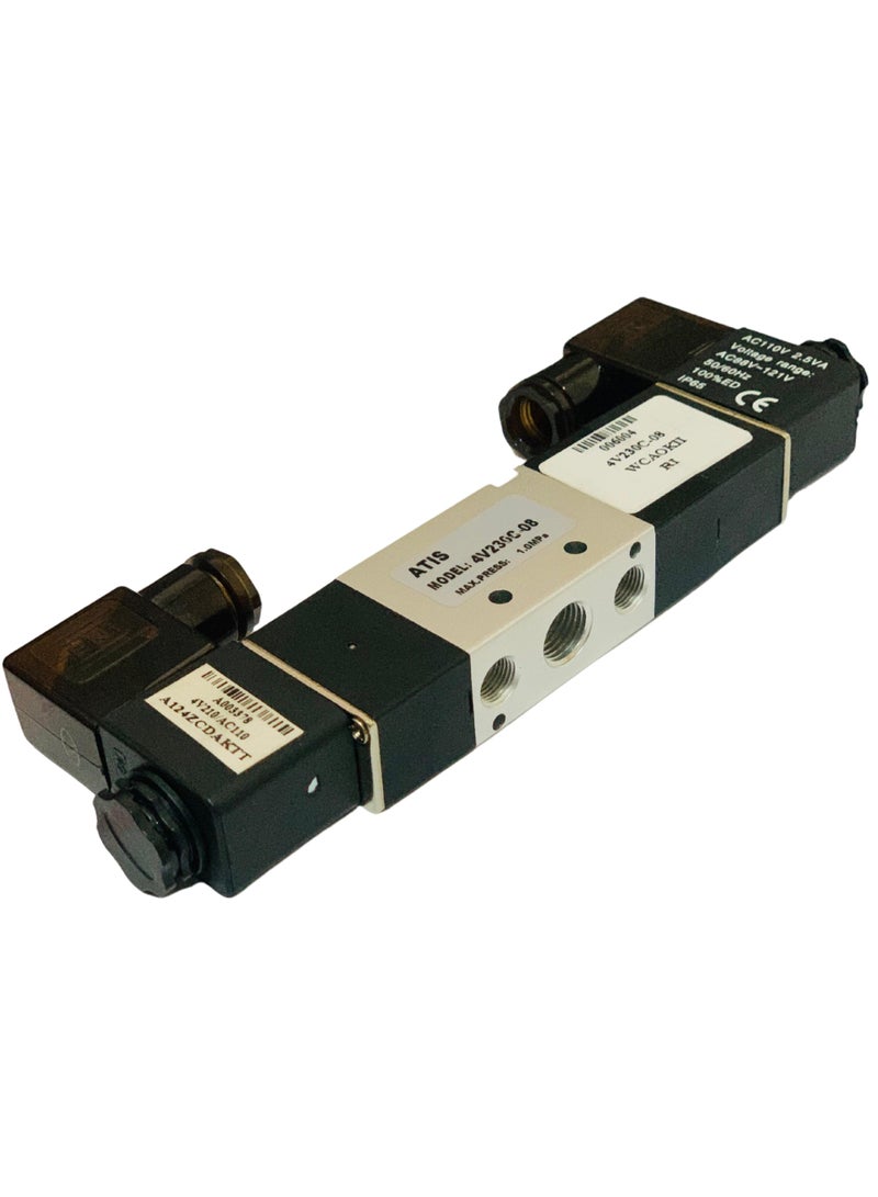 4V230C-08 5/3" Mid Position Closed 1/4" Pneumatic Solenoid Valve AC 220V / AC 110V / AC 24V / DC 24V  - Image 3