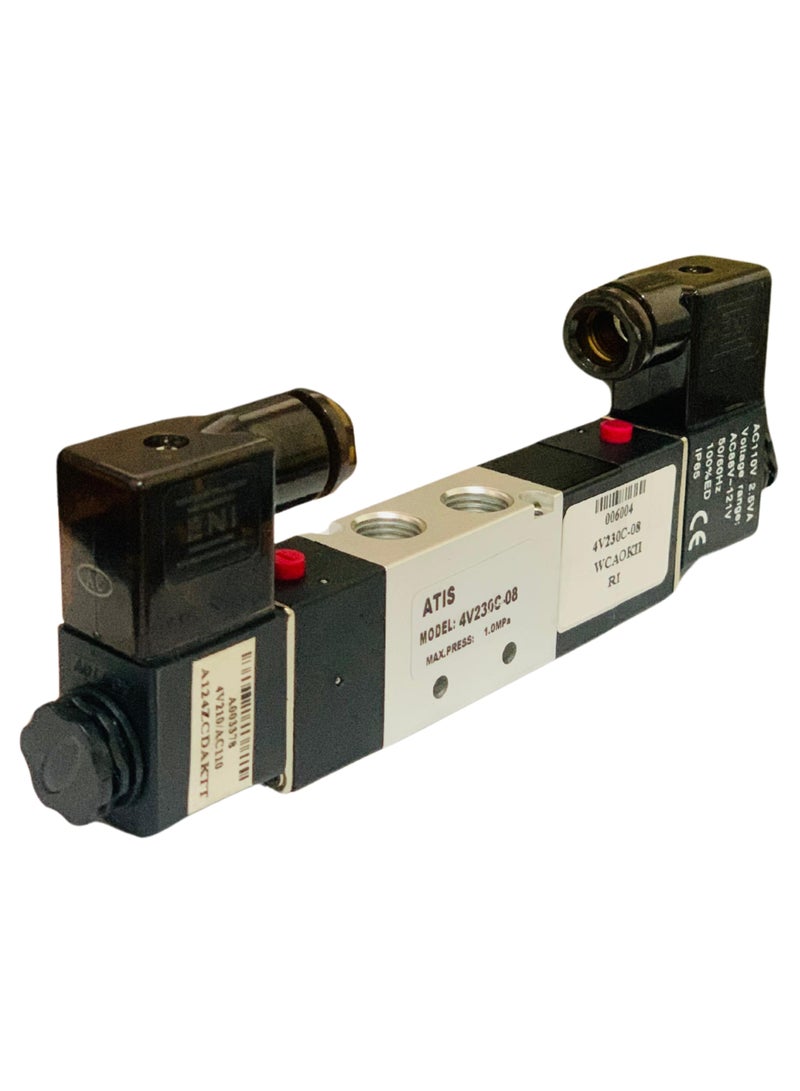 4V230C-08 5/3" Mid Position Closed 1/4" Pneumatic Solenoid Valve AC 220V / AC 110V / AC 24V / DC 24V  - Image 2