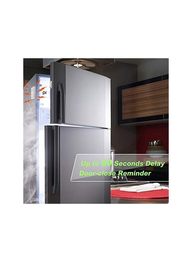 Freezer Alarm With Adjustable Delay - Wireless Fridge Door Sensor Chime, Loud 108dB, 3/15/30/60 Seconds, 4-in-1, 2 Pack