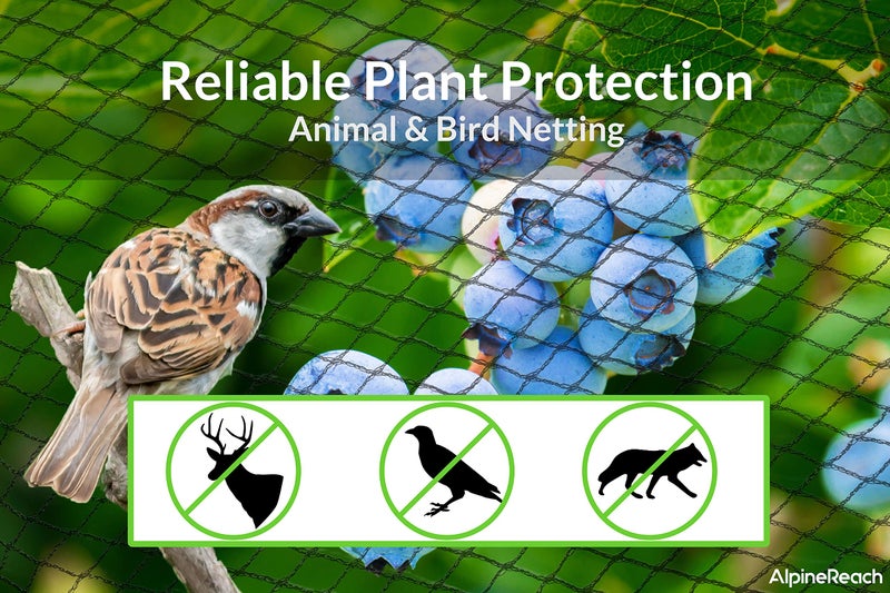 AlpineReach Garden Netting 7.5 x 100 ft Heavy Duty Bird Net, Deer, Plant Protection Extra Strong Woven Mesh, Reusable Kit with Zip Ties, Animal Fencing for Fruits Trees, Black - Image 2
