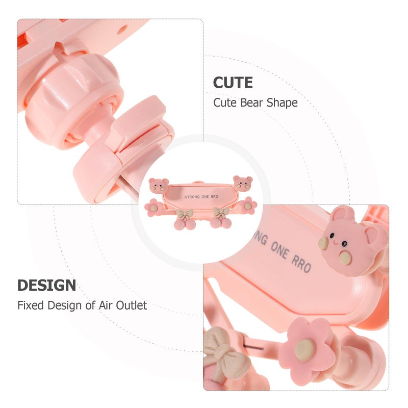 Universal Car Air Vent Phone Mount With Anti Shake Clip Pink Cute Bear Design 6 Point Support - Image 4