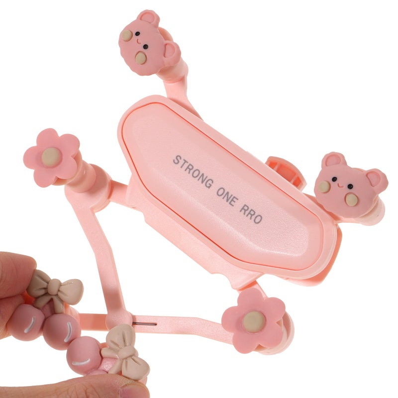 Universal Car Air Vent Phone Mount With Anti Shake Clip Pink Cute Bear Design 6 Point Support - Image 5