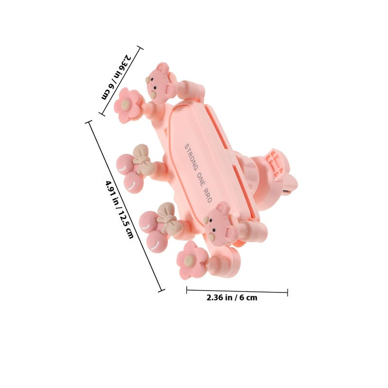 Universal Car Air Vent Phone Mount With Anti Shake Clip Pink Cute Bear Design 6 Point Support - Image 3
