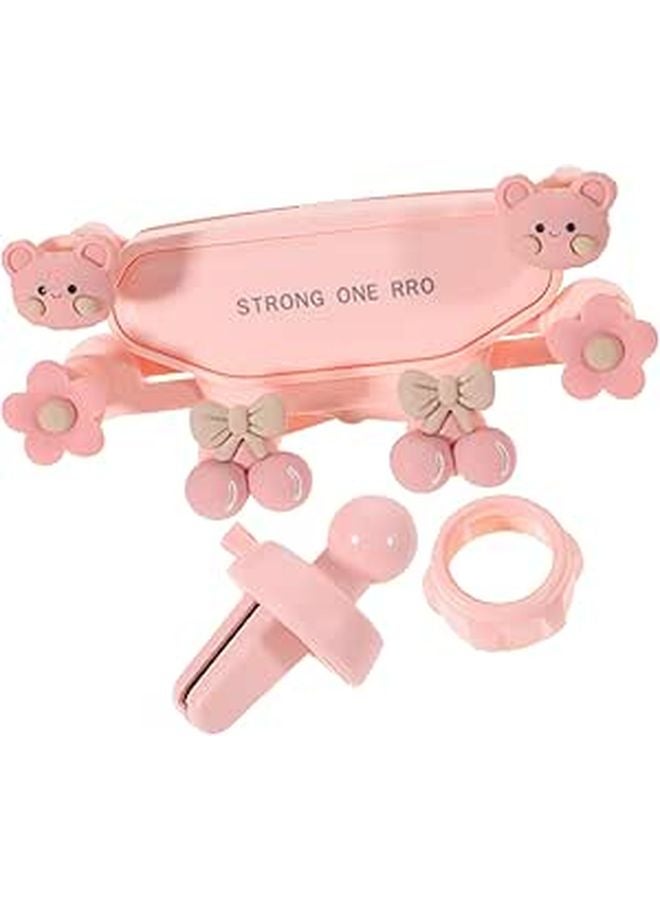 Universal Car Air Vent Phone Mount With Anti Shake Clip Pink Cute Bear Design 6 Point Support - Image 1