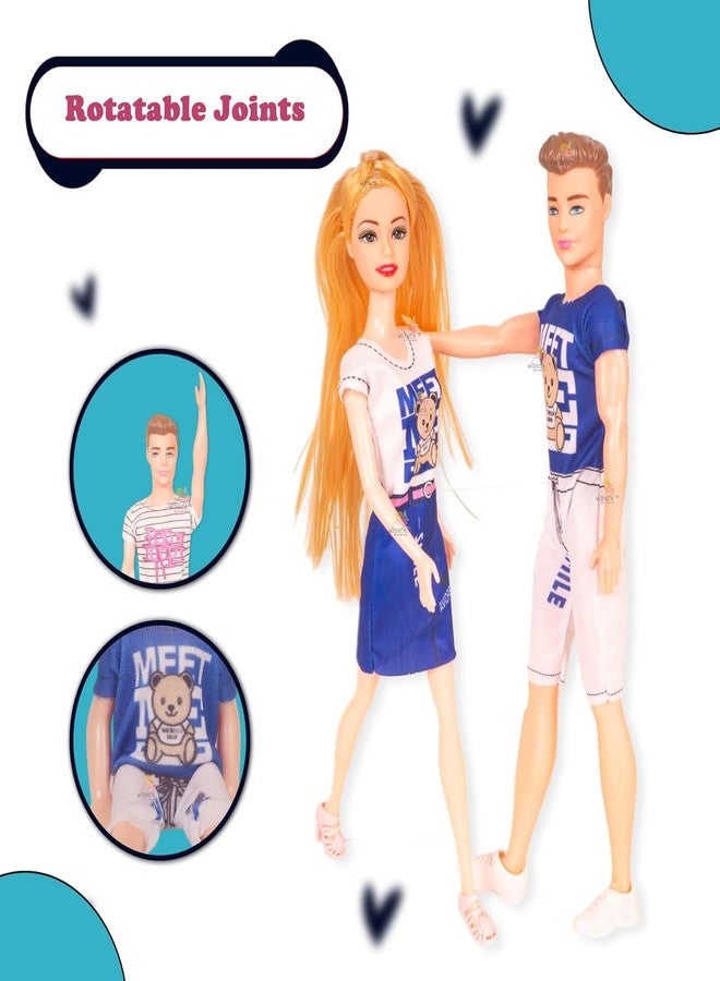 HOMOZE Sweet Couple Toys - Happy Family Doll Playset with Movable Joints | Adorable Pretend Play Doll Set with Mom, Dad, Son & Daughter | Fashionable Movable Doll Set for Girls & Boys(4-Pcs Combo Set) - Image 3