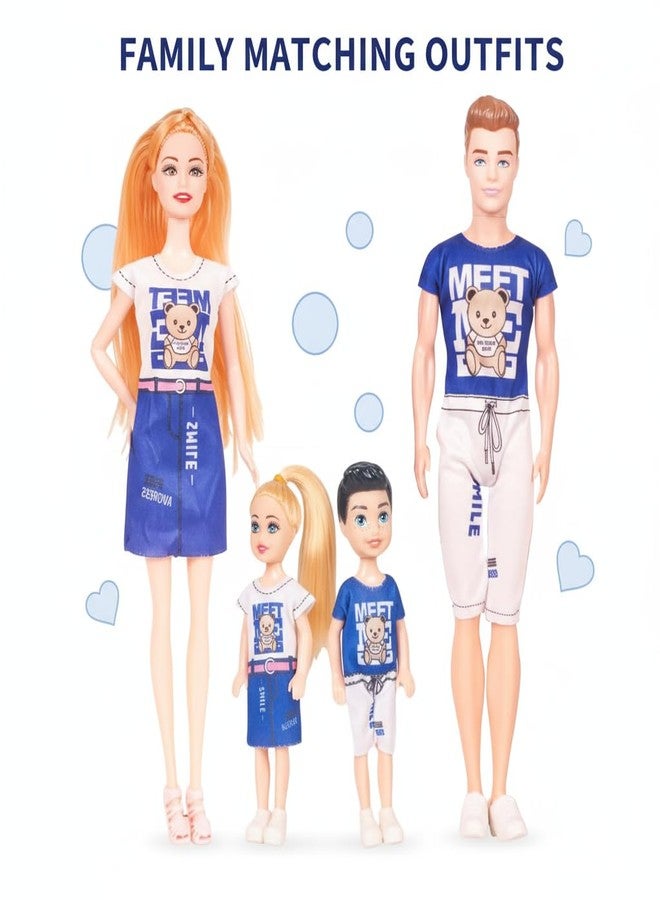 HOMOZE Sweet Couple Toys - Happy Family Doll Playset with Movable Joints | Adorable Pretend Play Doll Set with Mom, Dad, Son & Daughter | Fashionable Movable Doll Set for Girls & Boys(4-Pcs Combo Set) - Image 2