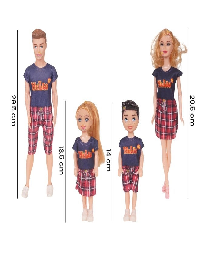 HOMOZE Sweet Couple Toys - Happy Family Doll Playset with Movable Joints | Adorable Pretend Play Doll Set with Mom, Dad, Son & Daughter | Fashionable Movable Doll Set for Girls & Boys(4-Pcs Combo Set) - Image 4