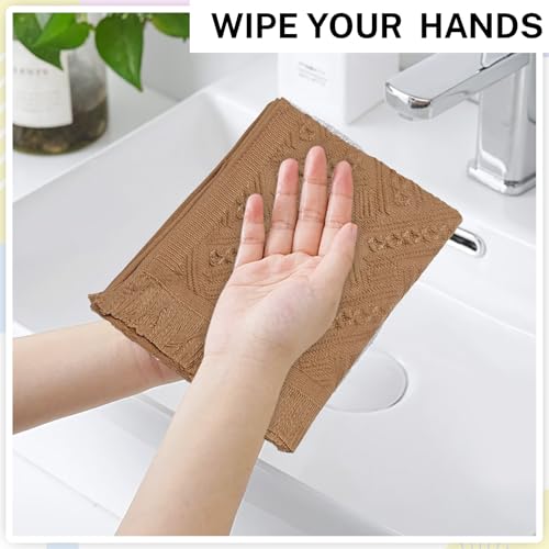 Vidroxin 4-Pack Brown Luxury Decorative Bathroom Hand Towels – 13"x29.1" Boho Bath Hand Towels Set with Jacquard Weave & Fringe, Cotton Absorbent Soft Face Towels for Kitchen/Bathroom/Farmhouse - Image 5