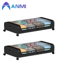 Anmi 2PCS Under Bed Storage with Wheels, 50L under the bed storage Organizer with Clear Lids , Rolling Drawers Bins for Clothes,Shoes,Toys(Black)  - Image 1