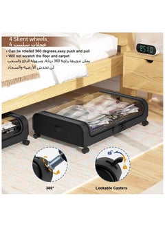 Anmi 2PCS Under Bed Storage with Wheels, 50L under the bed storage Organizer with Clear Lids , Rolling Drawers Bins for Clothes,Shoes,Toys(Black)  - Image 3