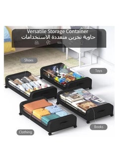Anmi 2PCS Under Bed Storage with Wheels, 50L under the bed storage Organizer with Clear Lids , Rolling Drawers Bins for Clothes,Shoes,Toys(Black)  - Image 5