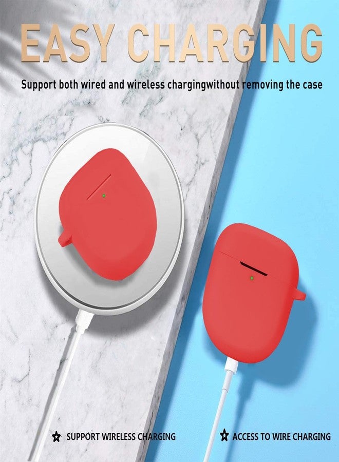 Olytop for Bose QuietComfort Earbuds II/Ultra Case with Cleaner Pen, Soft Silicone Cover Protective Shell Skin with Keychain Men Women for New Bose QC 2 Earbuds 2022/2023 - Red - Image 5
