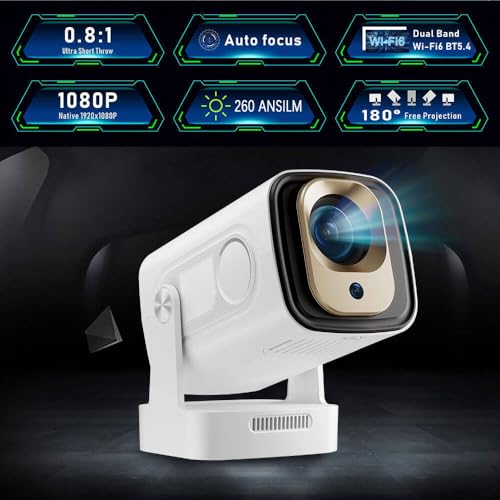 Crelander Auto Focus Mini Projector with Native 1080P Support, Portable Projector with Wifi and Bluetooth, Outdoor Projector Built in Apps, Smart Projector 260 ANSI, HY310 Pro/HY260 Pro Movie Projector - Image 2