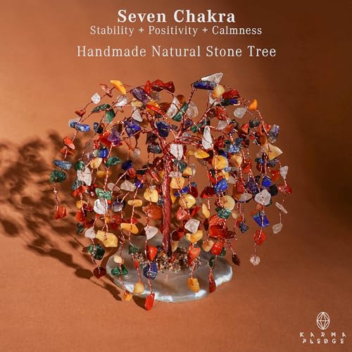 KARMAPLEDGE 7 Chakra Healing Crystal Tree of Life, Home and Office Desk Décor, Feng Shui Money Bonsai Trees for Postive Energy, Wealth, Good Luck, Protection, Reiki Healing Crystals and Stones, Spiritual Gifts - Image 2