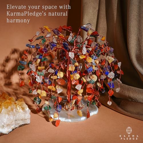 KARMAPLEDGE 7 Chakra Healing Crystal Tree of Life, Home and Office Desk Décor, Feng Shui Money Bonsai Trees for Postive Energy, Wealth, Good Luck, Protection, Reiki Healing Crystals and Stones, Spiritual Gifts - Image 4