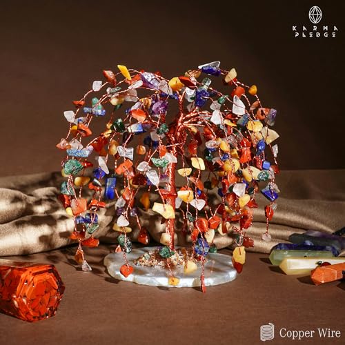 KARMAPLEDGE 7 Chakra Healing Crystal Tree of Life, Home and Office Desk Décor, Feng Shui Money Bonsai Trees for Postive Energy, Wealth, Good Luck, Protection, Reiki Healing Crystals and Stones, Spiritual Gifts - Image 5