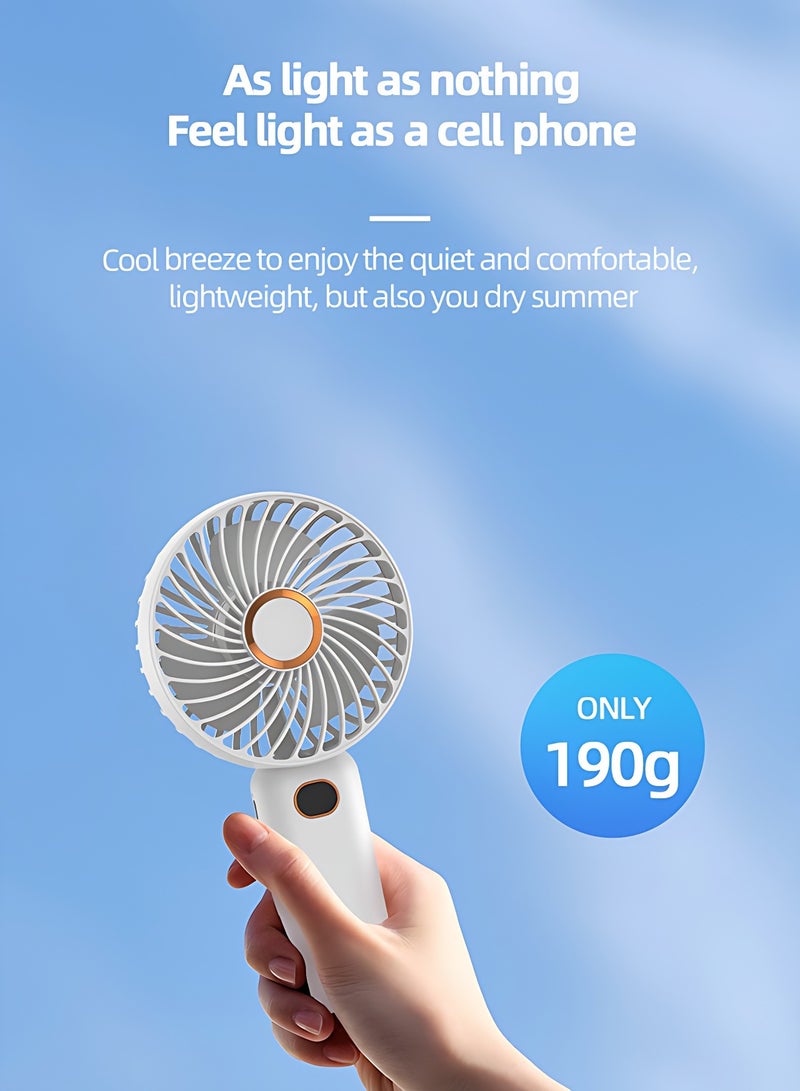 أوجا مروحة يدوية محمولة - مروحة شخصية عالية السرعة قابلة لإعادة الشحن عبر USB - بشاشة رقمية و5 سرعات - مروحة صامتة صغيرة للمكتب والسفر والمنزل (لون أبيض) - Image 2