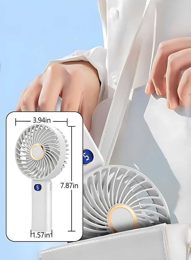 أوجا مروحة يدوية محمولة - مروحة شخصية عالية السرعة قابلة لإعادة الشحن عبر USB - بشاشة رقمية و5 سرعات - مروحة صامتة صغيرة للمكتب والسفر والمنزل (لون أبيض) - Image 4