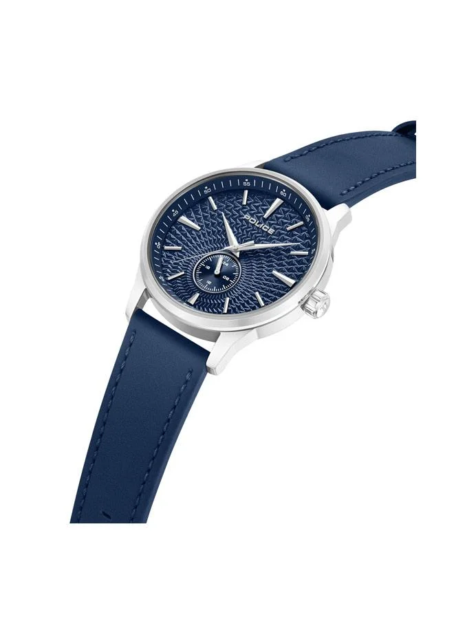 بوليس Jet Blue Dial Genuine Leather Strap Analog Watch for Men, 44mm