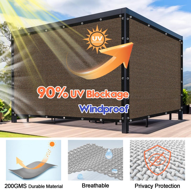 Sunocity 8' X 16' 90% Sun Shade Cloth Outdoor Patio Mocha Pergola Shades Cover Privacy Screen UV Block Porch Screens Canopy for Patio Outside Outdoor - Image 3