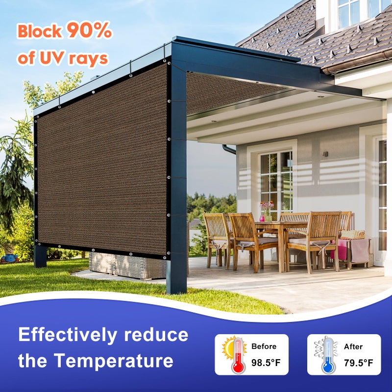 Sunocity 8' X 16' 90% Sun Shade Cloth Outdoor Patio Mocha Pergola Shades Cover Privacy Screen UV Block Porch Screens Canopy for Patio Outside Outdoor - Image 5