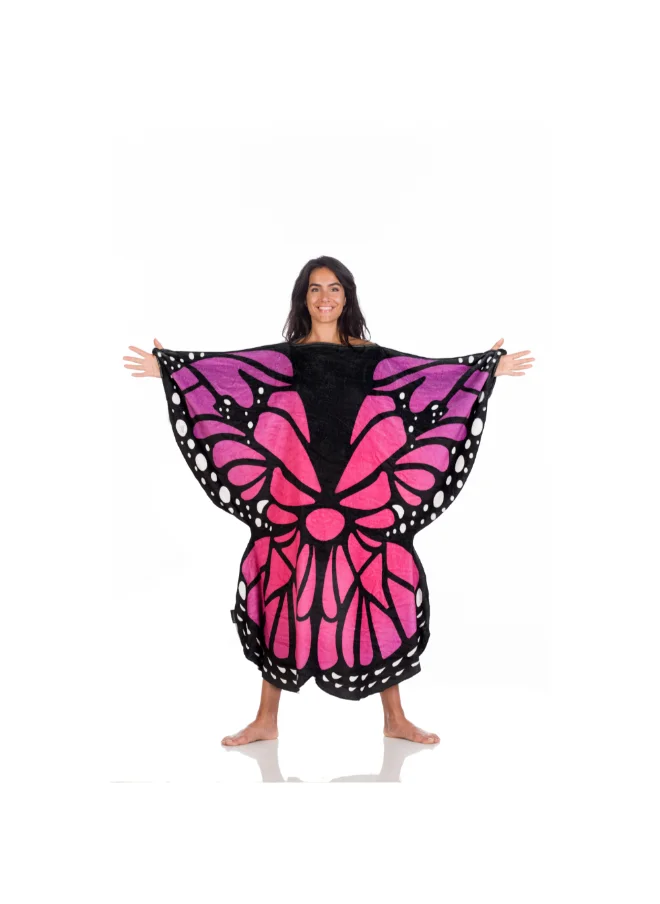 Kanguru Wearable Blanket | Double Sided Wearable Fleece Blanket w/ Butteryfly Wings, Soft, Comfy, Warm, Fun, Machine Washable, for Adults Men Women Teenagers size 120 x 120cm - Blue/Purple Butterfly